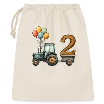 Tracteur d’anniversaire avec remorque 2 ans enfants - Sac cadeau 40 x 50 cm - nature - Devant