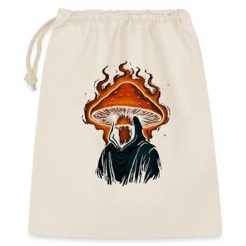 Mystischer Pilz-Schamane in feuriger Kapuze - Geschenkbeutel aus Baumwolle (40 x 50 cm) - Natur - Vorne