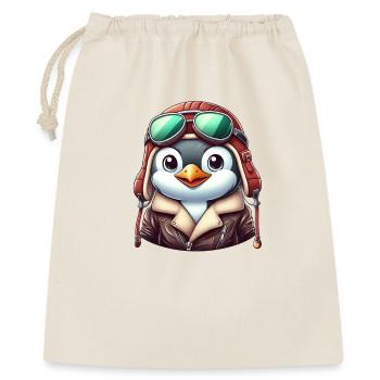 Cooler Pinguin Pilot im Flugzeug Flieger Cartoon - Geschenkbeutel aus Baumwolle (40 x 50 cm) - Natur - Vorne