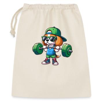 Cooler Beagle Hantel Gewichtheber Cartoon Fitness - Geschenkbeutel aus Baumwolle (40 x 50 cm) - Natur - Vorne