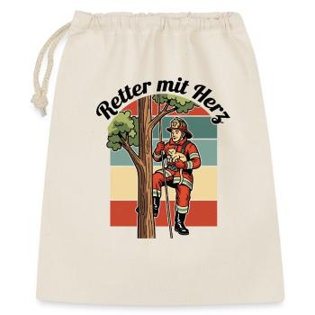 Retter mit Herz - Geschenkbeutel aus Baumwolle (40 x 50 cm) - Natur - Vorne