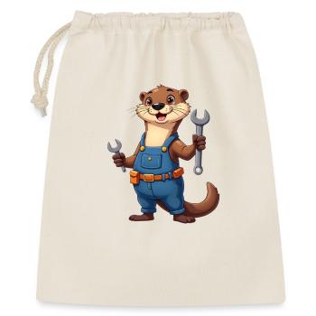 Verspielter Otter Handwerker - Geschenkbeutel aus Baumwolle (40 x 50 cm) - Natur - Vorne
