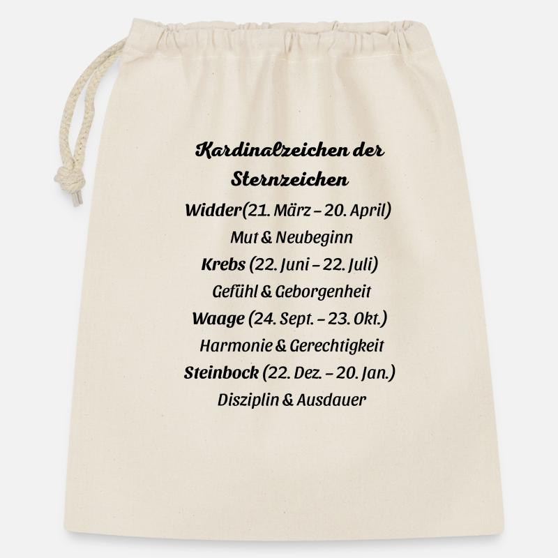 Kardinalzeichen_der_Sternzeichen - Geschenkbeutel aus Baumwolle (40 x 50 cm) - Natur