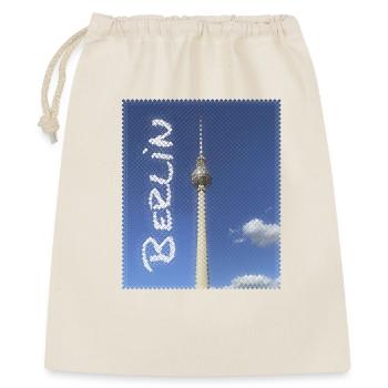 Berlin Fernsehturm Neon Design - Geschenkbeutel aus Baumwolle (40 x 50 cm) - Natur - Vorne