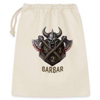 W20 mit Äxten & Hörnerhelm – Barbar Fantasy Dice - Geschenkbeutel aus Baumwolle (40 x 50 cm) - Natur - Vorne