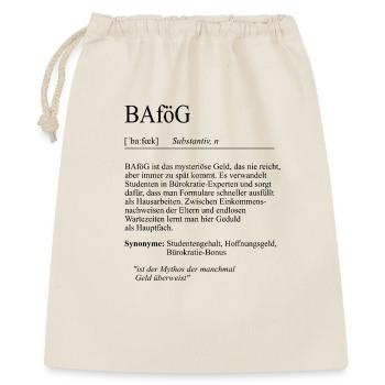 Unispruch "BAföG" Student Geschenk, Studenten - Geschenkbeutel aus Baumwolle (40 x 50 cm) - Natur - Vorne