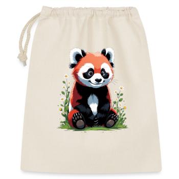 Mignon petit panda roux avec des fleurs - Sac cadeau 40 x 50 cm - nature - Devant
