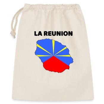 Ile de la Réunion Carte et Drapeau - Cadeau - Sac cadeau 40 x 50 cm - nature - Devant