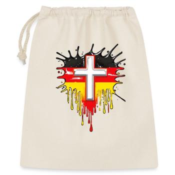 CHRISTLICHES KREUZ DEUTSCHE FLAGGE - Geschenkbeutel aus Baumwolle (40 x 50 cm) - Natur - Vorne