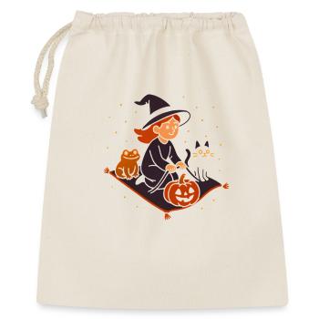 Vol de citrouille avec sorcière et chat - Sac cadeau 40 x 50 cm - nature - Devant