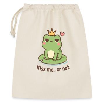 Kussfrosch König – Küss mich oder nicht - Geschenkbeutel aus Baumwolle (40 x 50 cm) - Natur - Vorne
