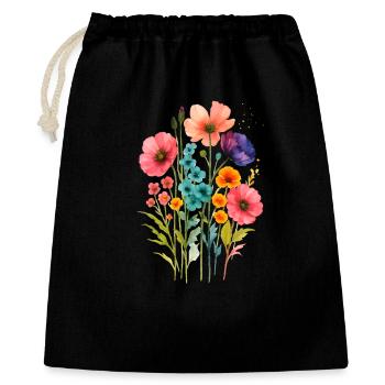 Aquarell Wildblumen Boho  - Geschenkbeutel aus Baumwolle (40 x 50 cm) - Schwarz - Vorne