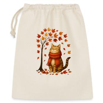 Chat d’automne avec écharpe rouge - Sac cadeau 40 x 50 cm - nature - Devant