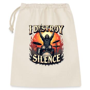  Drummer – I Destroy Silence - Geschenkbeutel aus Baumwolle (40 x 50 cm) - Natur - Vorne