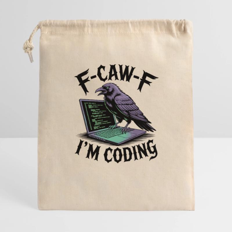 RabenCoder: Code Raven am Laptop Geschenkbeutel aus Baumwolle (40 x 50 cm)