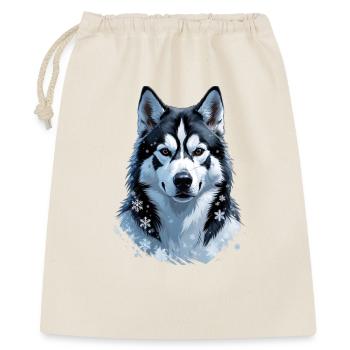 Art du portrait de husky d’hiver - Sac cadeau 40 x 50 cm - nature - Devant