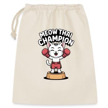 Meow Thai Champion - Geschenkbeutel aus Baumwolle (40 x 50 cm) - Natur - Vorne