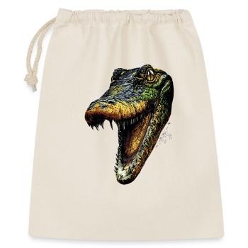 Kaiman Krokodil Alligator Reptilien Kroko Kaimane - Geschenkbeutel aus Baumwolle (40 x 50 cm) - Natur - Vorne