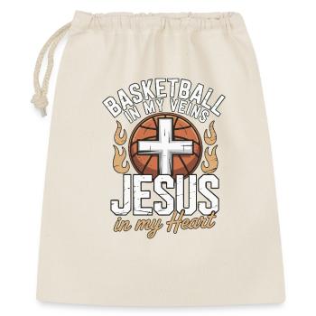 Basketball & Jesus – Kreuz auf Ball Design - Geschenkbeutel aus Baumwolle (40 x 50 cm) - Natur - Vorne