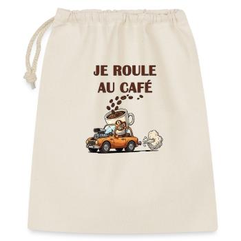 Ich fahre vor dem Cartoon-Autocafé - Geschenkbeutel aus Baumwolle (40 x 50 cm) - Natur - Vorne