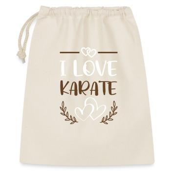 I Love Karate Herz Motiv Zeichnung - Geschenkbeutel aus Baumwolle (40 x 50 cm) - Natur - Vorne