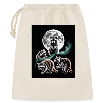 Waschbären Unter Dem Vollmond Im Nachtwald - Geschenkbeutel aus Baumwolle (40 x 50 cm) - Natur - Vorne