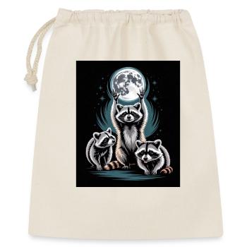 Waschbären Unter Vollmond Nachtwald - Geschenkbeutel aus Baumwolle (40 x 50 cm) - Natur - Vorne