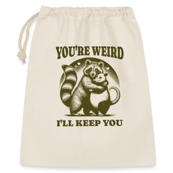 Tu es bizarre, je te garderai drôle Raton laveur et opossum - Sac cadeau 40 x 50 cm - nature - Devant