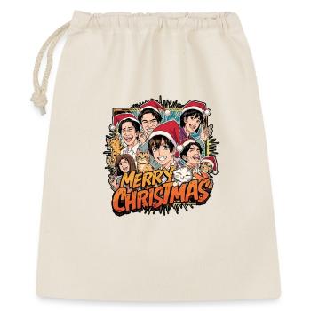 Fröhliche Weihnachtscharaktere Manga Cartoon - Geschenkbeutel aus Baumwolle (40 x 50 cm) - Natur - Vorne