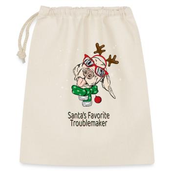 Santa's Favorite Troublemaker – Funny Dog - Gift Bag 40 x 50 cm - nature - Front