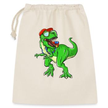 Brüllender Schulanfangs-Dinosaurier für Kinder - Geschenkbeutel aus Baumwolle (40 x 50 cm) - Natur - Vorne