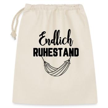 Endlich Ruhestand / Rente, Hängematte - Geschenkbeutel aus Baumwolle (40 x 50 cm) - Natur - Vorne