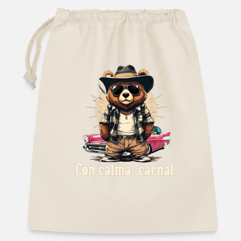 Bear in retro flair with car - Gift Bag 40 x 50 cm - nature