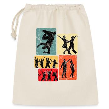 Tanzsilhouetten im Retro-Block - Geschenkbeutel aus Baumwolle (40 x 50 cm) - Natur - Vorne