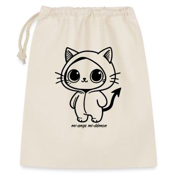Chat kawaii en hoodie noir, mi-ange mi-démon - Sac cadeau 40 x 50 cm - nature - Devant