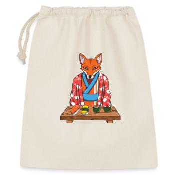 Retro Fox Kimono Sushi Japanischer Foodie-Anime-Geschenk - Geschenkbeutel aus Baumwolle (40 x 50 cm) - Natur - Vorne