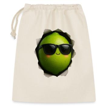 Limette mit Sonnenbrille Maskottchen - Geschenkbeutel aus Baumwolle (40 x 50 cm) - Natur - Vorne