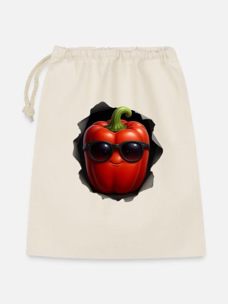 Rote Paprika  - Geschenkbeutel aus Baumwolle (40 x 50 cm) - Natur