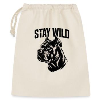 Bleib Wild Hunde Motiv Stärke - Geschenkbeutel aus Baumwolle (40 x 50 cm) - Natur - Vorne