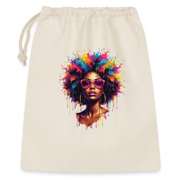 Afroamerikanische Frau – Melanin-Pride-Wurzeln - Geschenkbeutel aus Baumwolle (40 x 50 cm) - Natur - Vorne