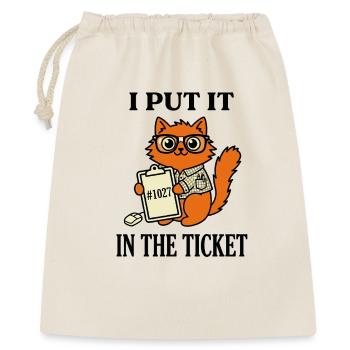 Ich habe es ins Ticket gelegt Nerdy Cat IT-Support Humor - Geschenkbeutel aus Baumwolle (40 x 50 cm) - Natur - Vorne