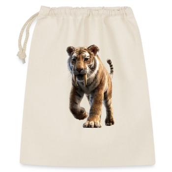 Säbelzahntiger Smilodon Raubkatze Säbelzahn Tiger - Geschenkbeutel aus Baumwolle (40 x 50 cm) - Natur - Vorne