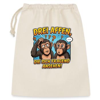 Drei Affen Verwirrung – Lustiges Comic Design - Geschenkbeutel aus Baumwolle (40 x 50 cm) - Natur - Vorne