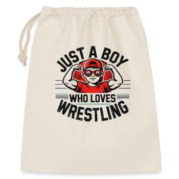 Wrestling, Ringen, Just A Boy Who Loves Wrestling - Geschenkbeutel aus Baumwolle (40 x 50 cm) - Natur - Vorne