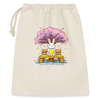 Kaninchen mit Honig am Baum - Geschenkbeutel aus Baumwolle (40 x 50 cm) - Natur - Vorne
