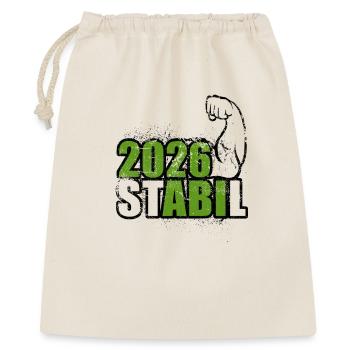 Stabil Abi 2026 - Bizeps - Abitur - Spruch - Geschenkbeutel aus Baumwolle (40 x 50 cm) - Natur - Vorne