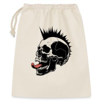 Skull Mohawk Punk Rocker Totenkopf - Geschenkbeutel aus Baumwolle (40 x 50 cm) - Natur - Vorne