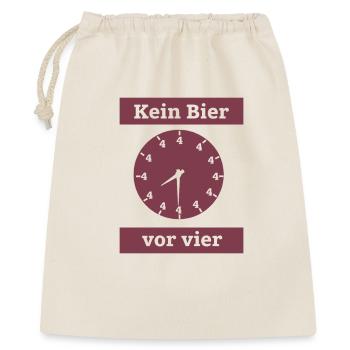 Kein Bier vor vier – Lustige Uhr Trinkerspruch - Geschenkbeutel aus Baumwolle (40 x 50 cm) - Natur - Vorne