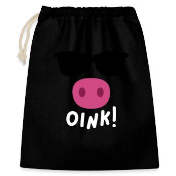 Oink Schweinchen Niedlich Kostüm Design - Geschenkbeutel aus Baumwolle (40 x 50 cm) - Schwarz - Vorne