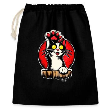 Cat paw high in retro style - Gift Bag 40 x 50 cm - black - Front